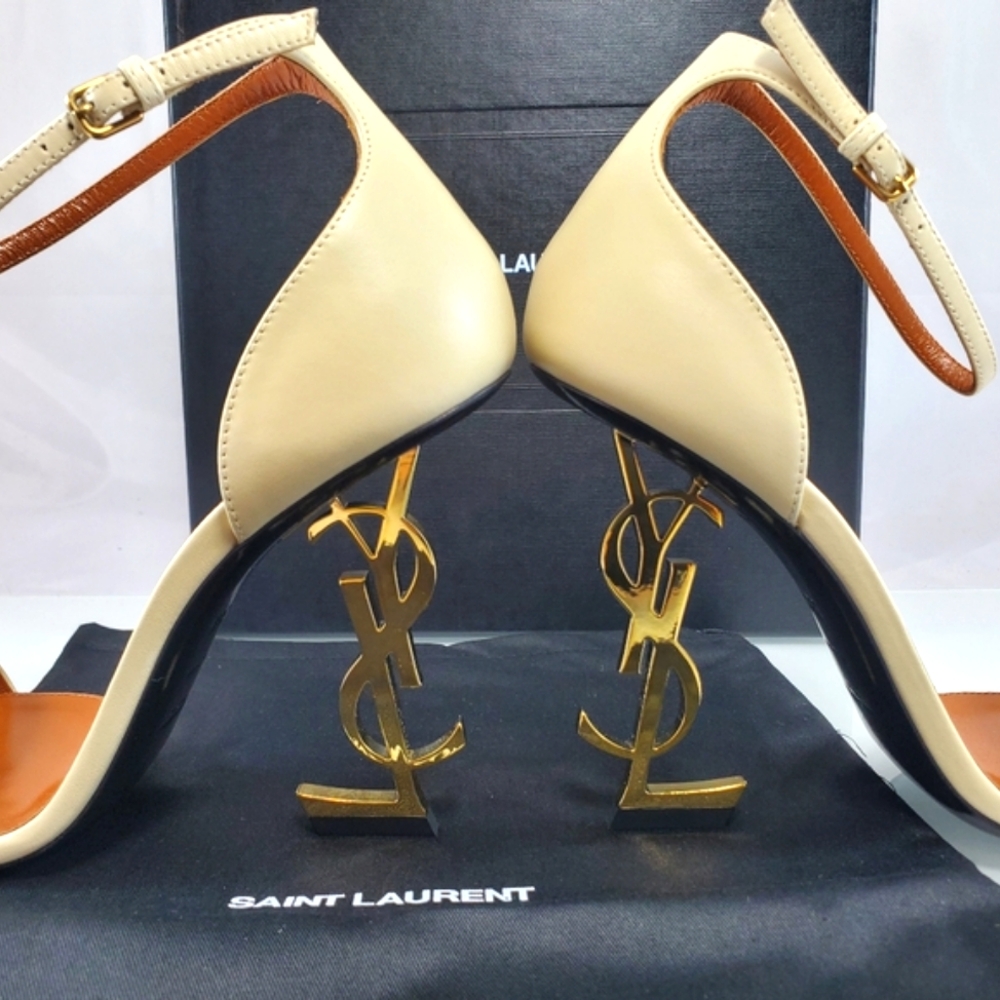 NWT$1,500 Saint Laurent YSL Opyum 110 Logo High Heel Leather Sandals Sz 40 (10) - Picture 11 of 16